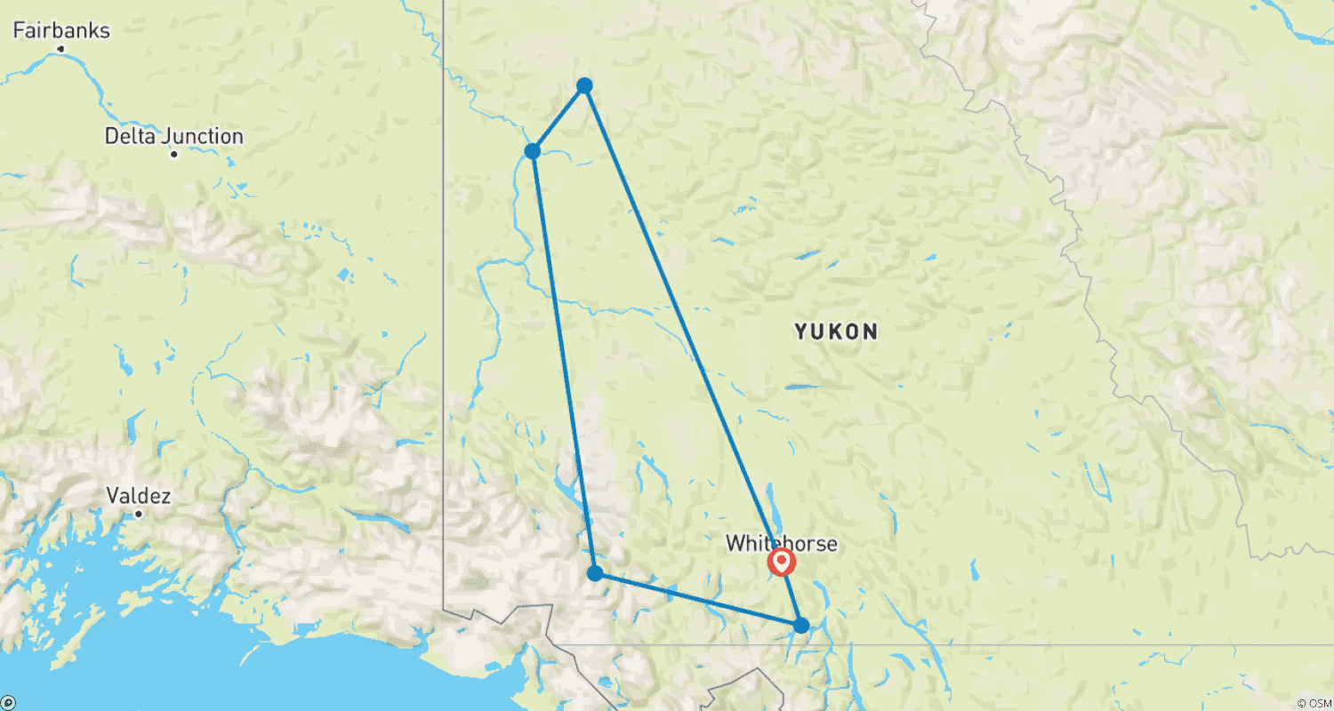 Mapa trasy: Najważniejsze atrakcje Jukonu