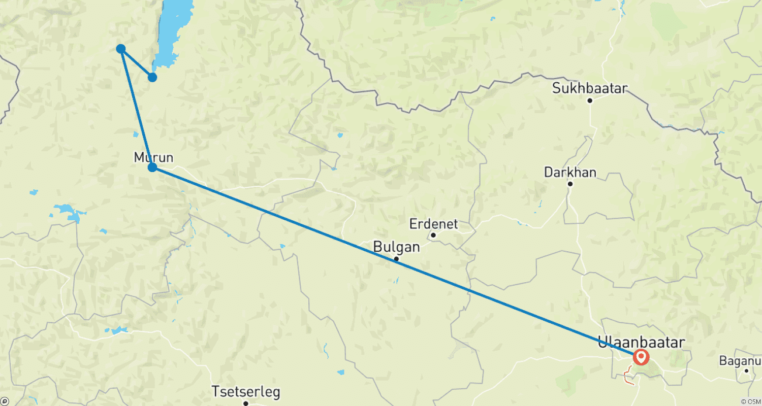 Mapa do percurso de A Cavalo pela Taiga Mística