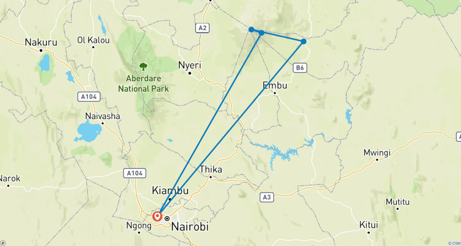 خريطة مسار 5 Days Mount Kenya Climbing- Sirimon Route