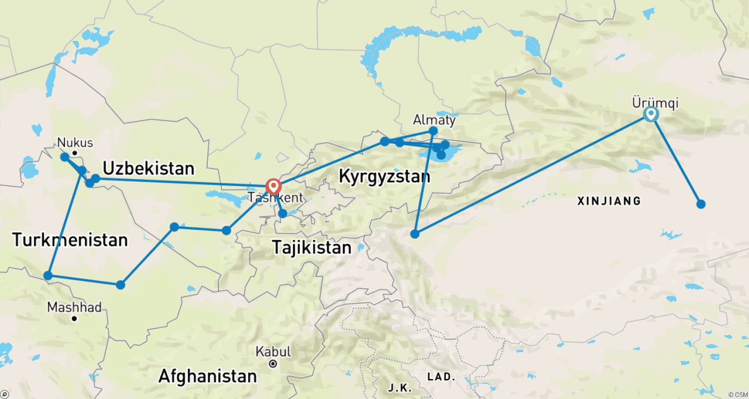 Mapa trasy: Chiny i 5 Stanów