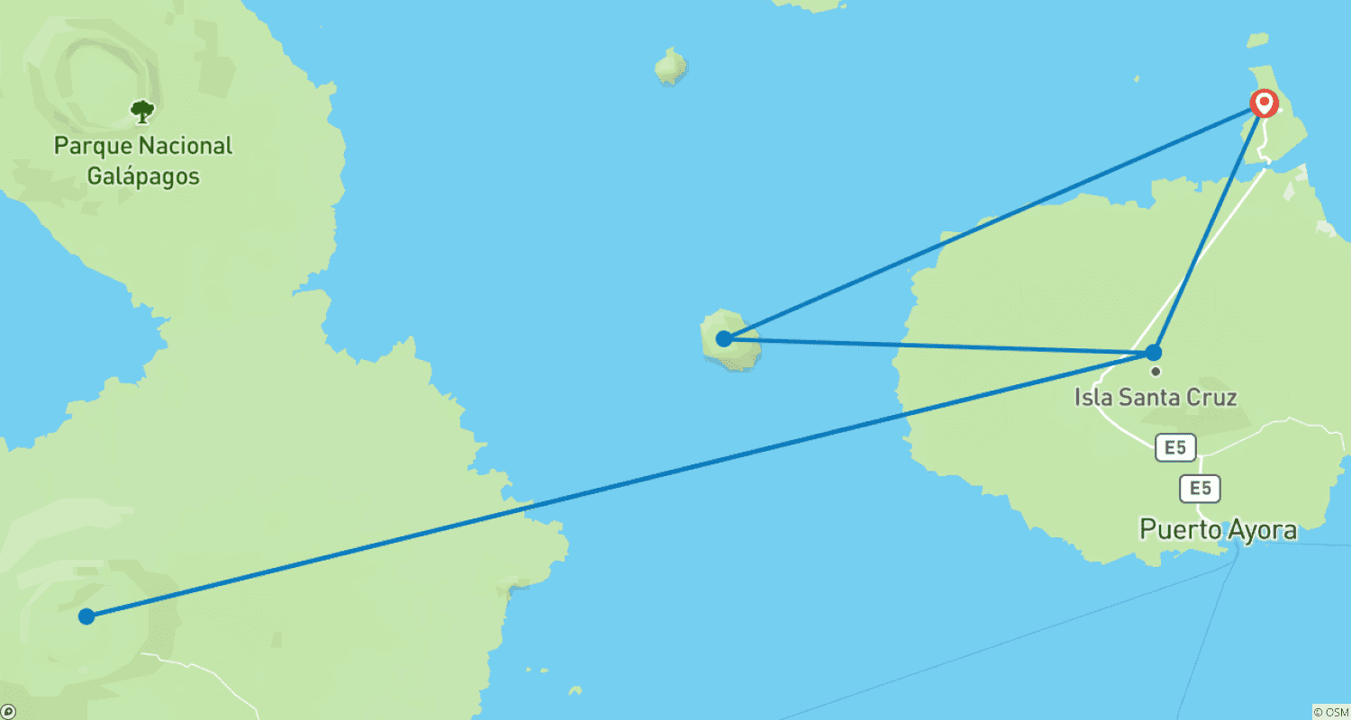 Mapa trasy: 7-dniowa przygoda po Wyspach Galapagos