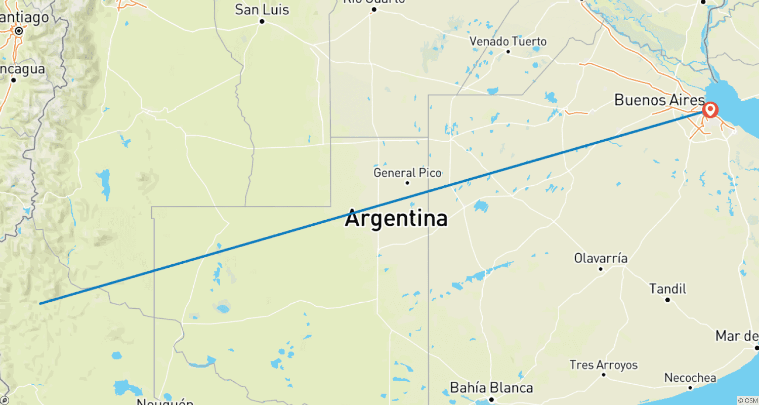 Mapa do percurso de A travessia dos Andes – Passo de Pichachen, da Argentina ao Chile