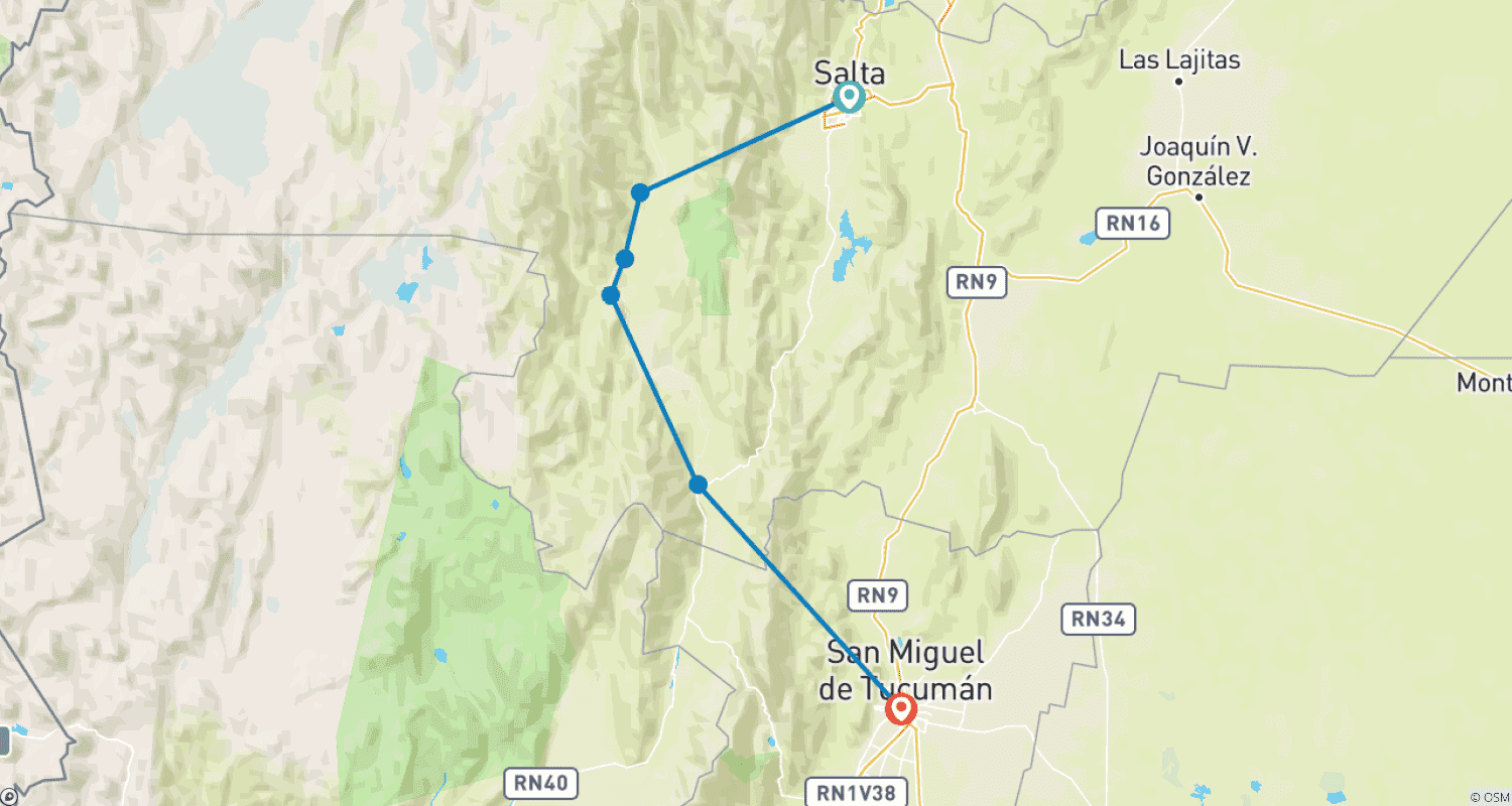 Mapa trasy: Doliny Calchaquies
