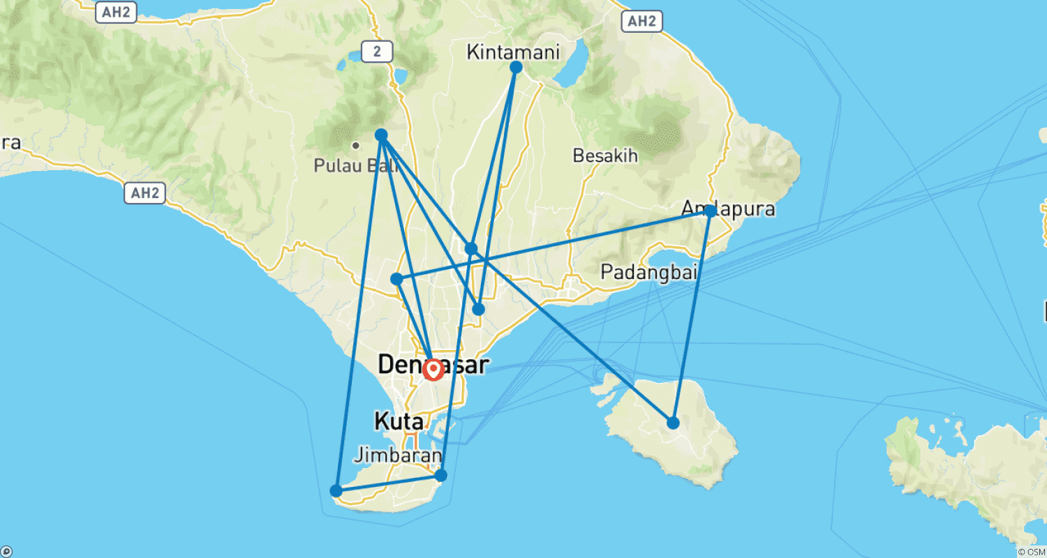 Mapa trasy: Bali Private Tours - All Inclusive