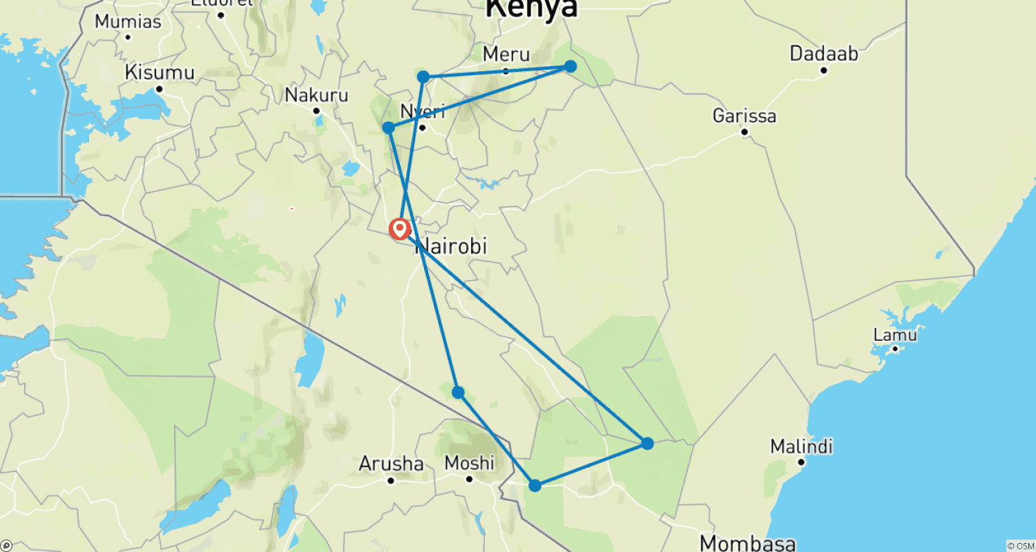 Mapa do percurso de Kenyan National Park Safari - 9 Days