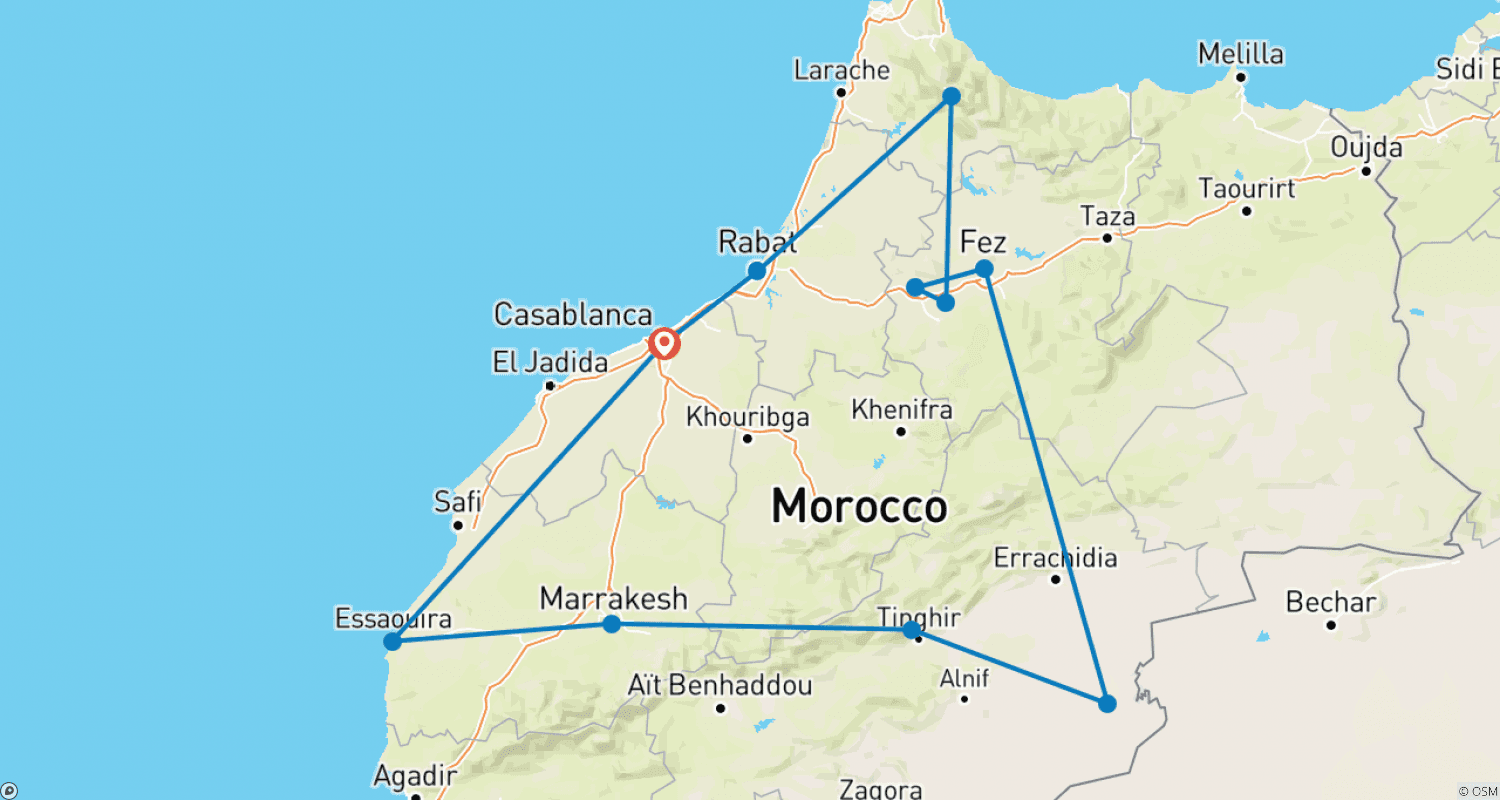 Mapa trasy: Wspaniałe Dwa Tygodnie w Maroku