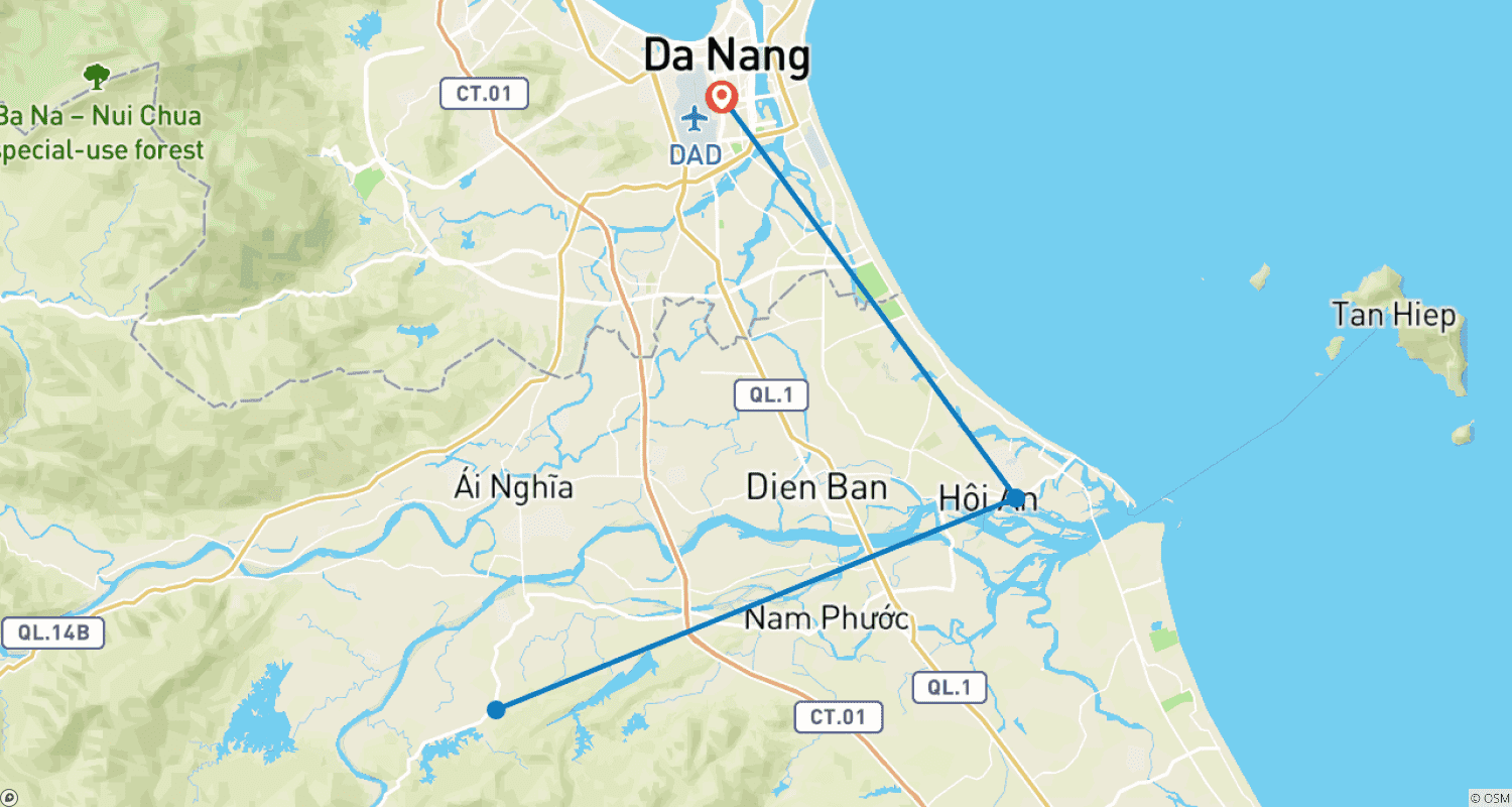 Mapa trasy: Golden Bridge i Hoi An: 5-dniowa kulinarna podróż