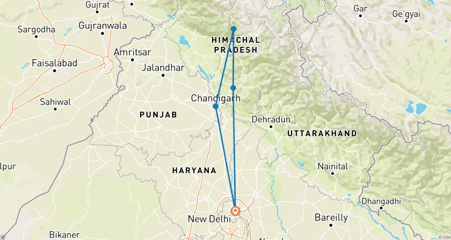 Mapa trasy: Piękno Himachal - 7 dni