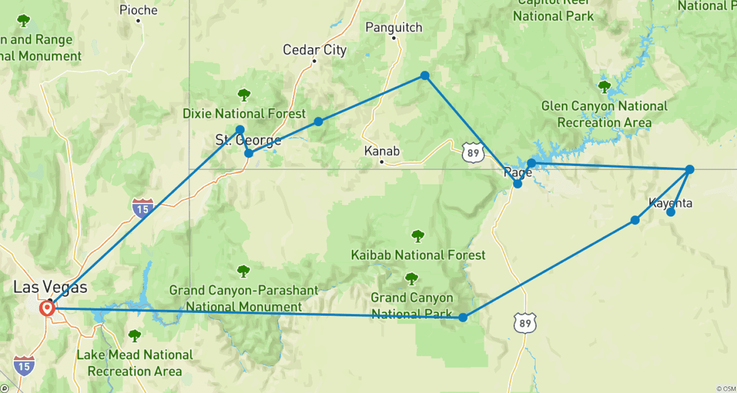 Mapa do percurso de Destaques das Canyonlands 2021