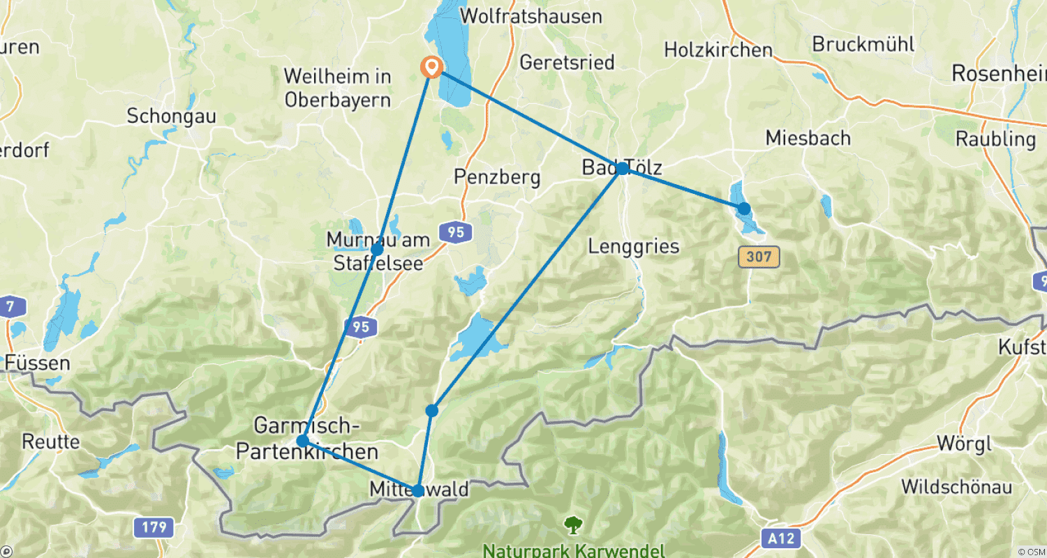 Mapa trasy: Bavarian Lakes – Round Trip