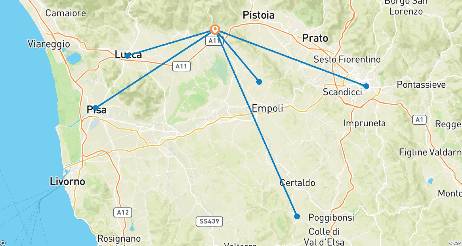 Tuscany Based in One Hotelのルートマップ