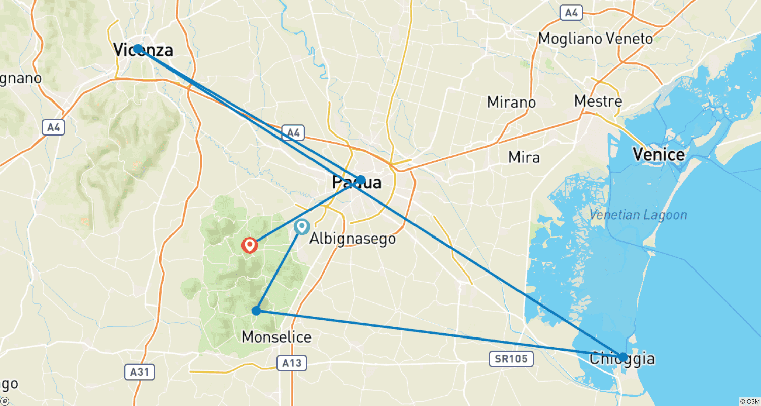 Mapa do percurso de Abano Terme: Hospedagem em um único hotel