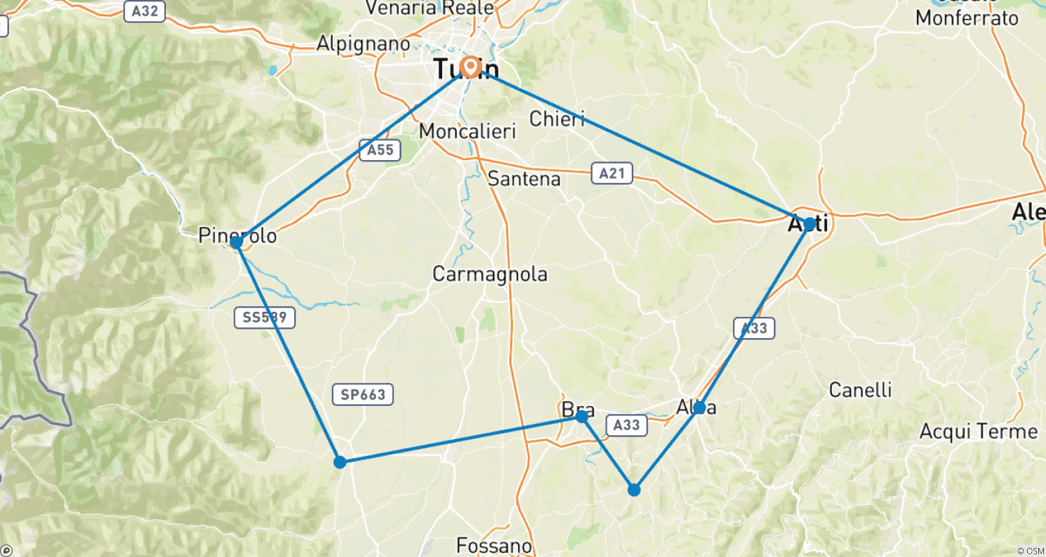 Mapa trasy: Piemont: Podróż dookoła