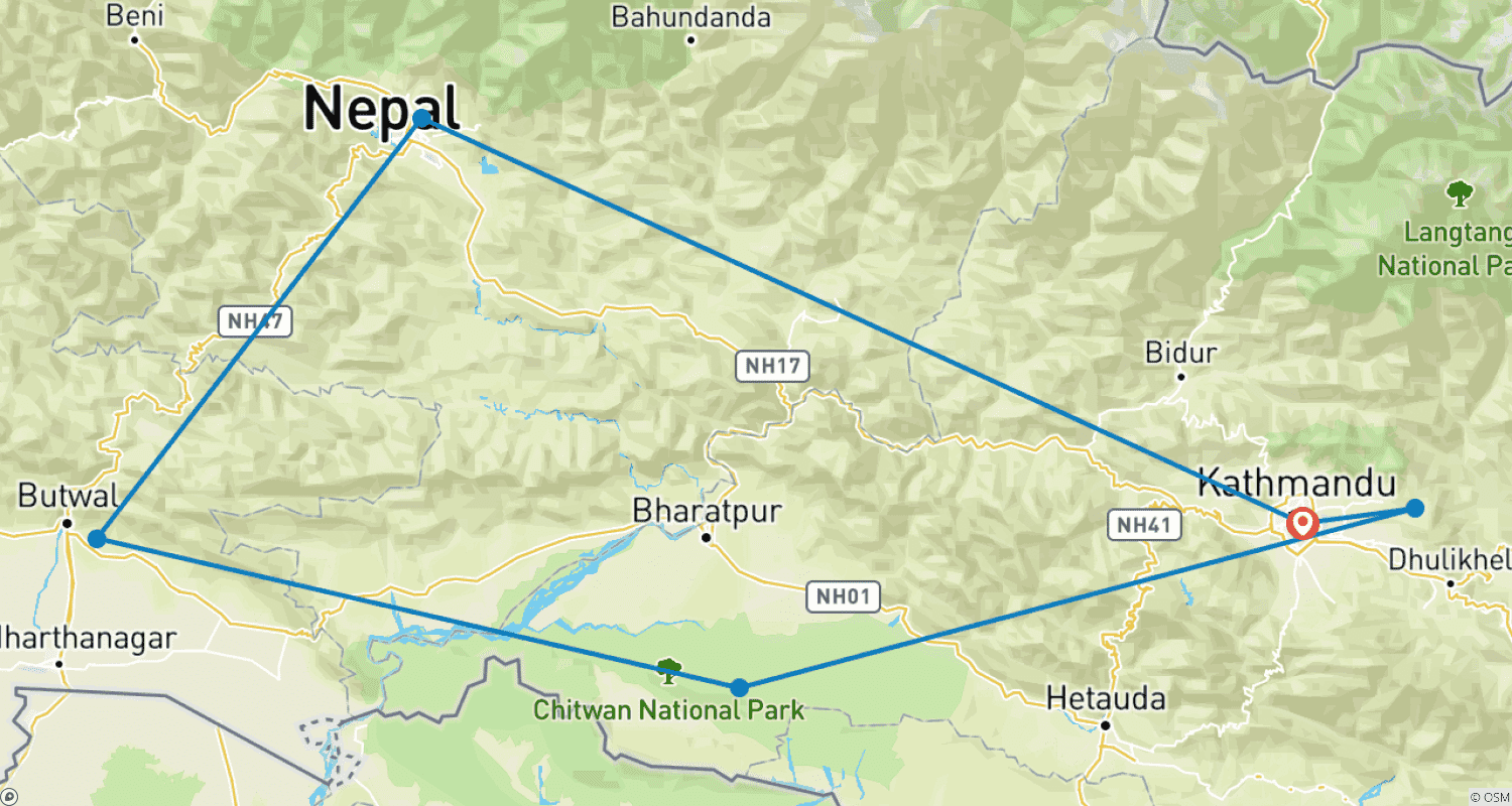 Mapa trasy: Special Nepal Tour Package - 10 Days