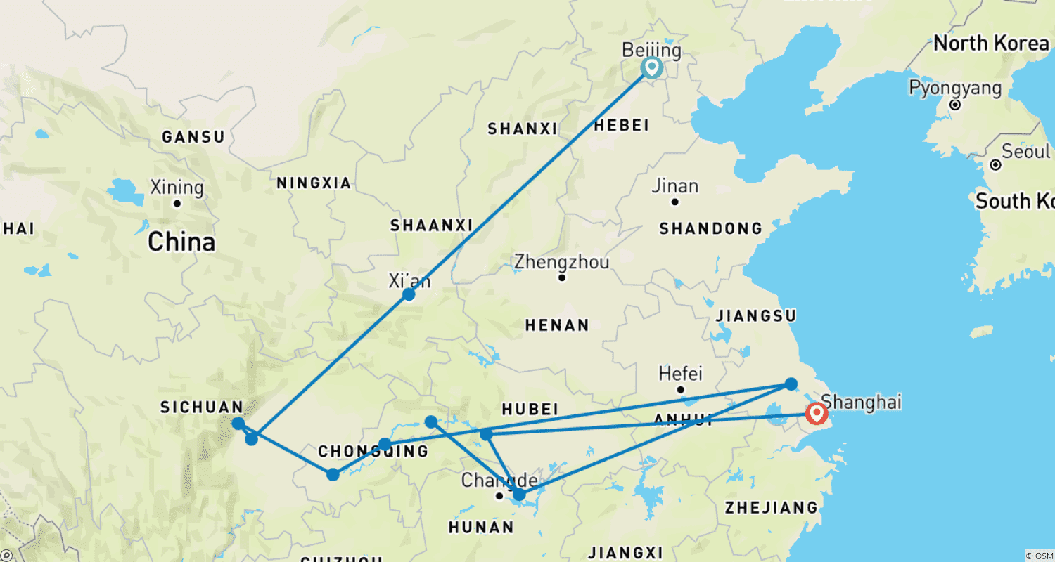 Mapa trasy: Wielka Podróż po Chinach
