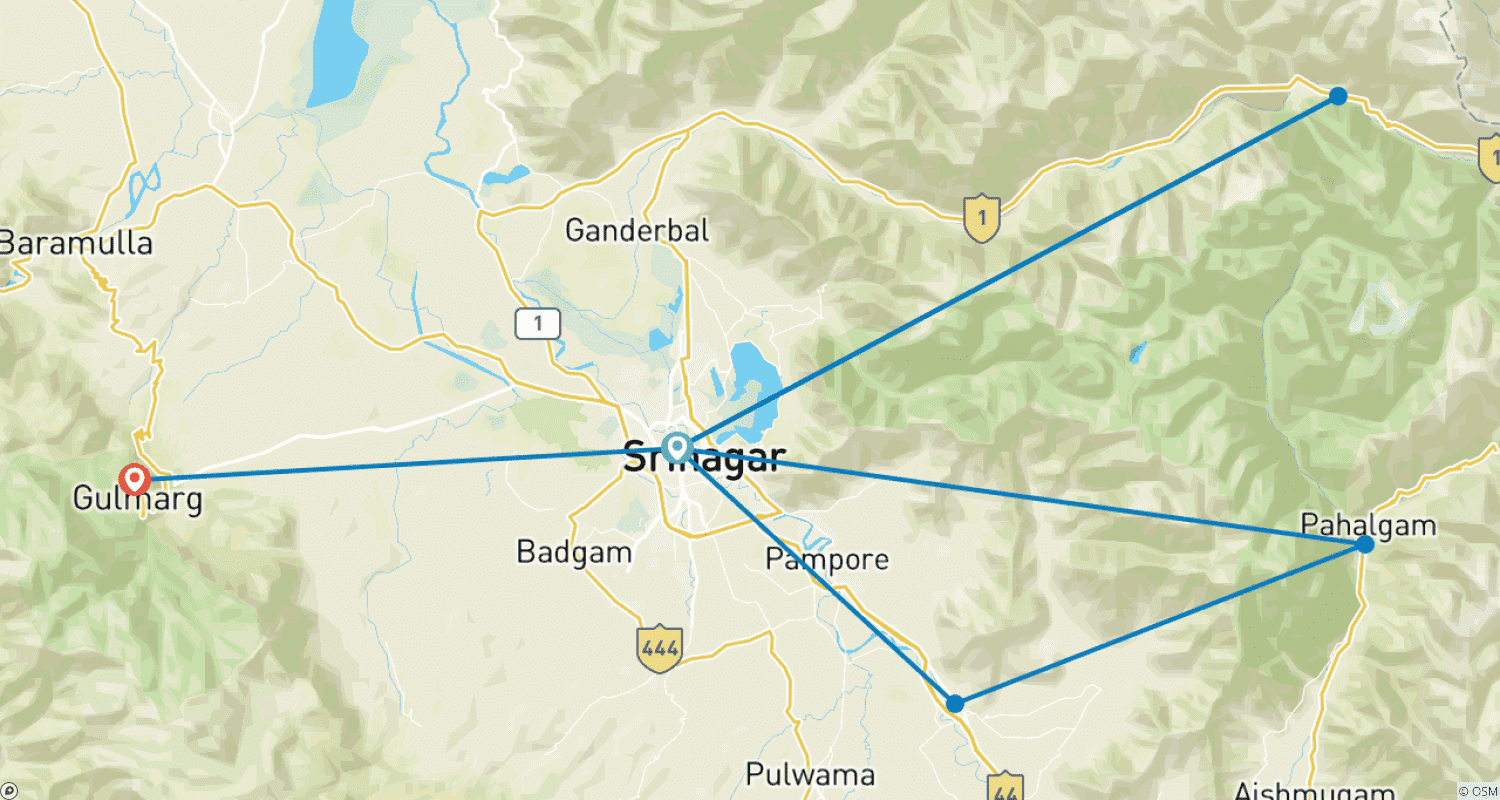Mapa trasy: Egzotyczny Kaszmir