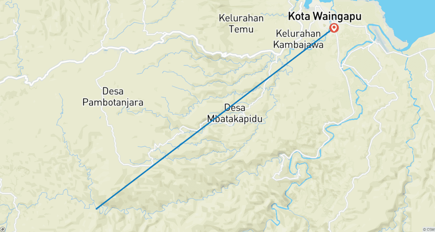 Mapa do percurso de Aventura de 4 Dias na Ilha de Sumba
