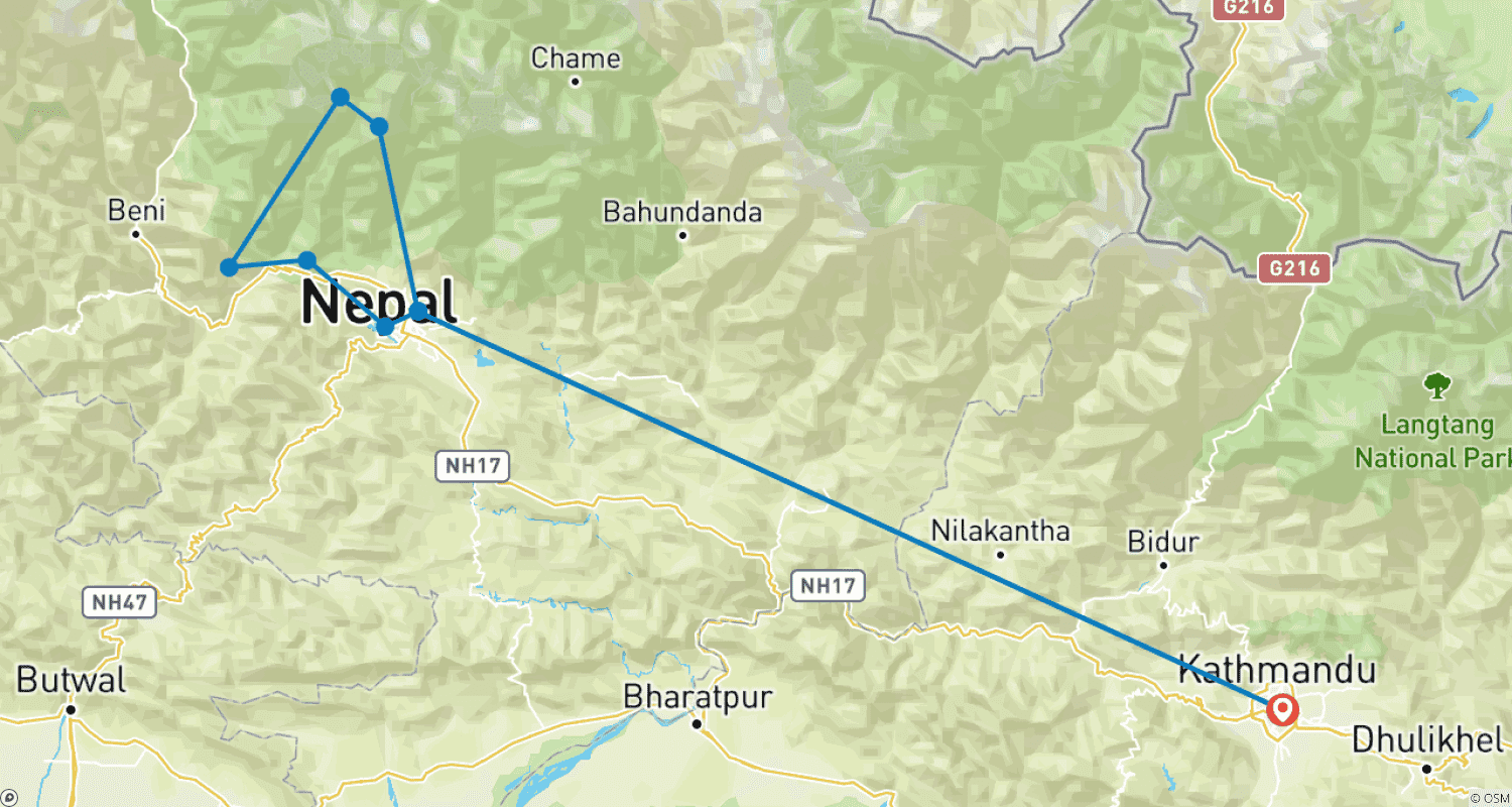 Mapa trasy: Trek Mardi Himal