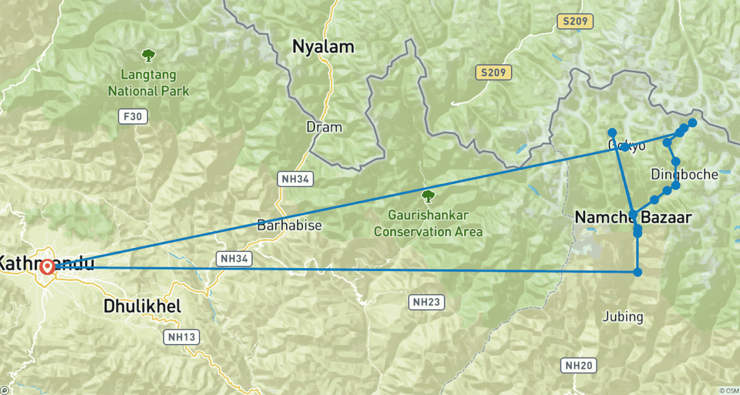 Everest Base Camp Trek and Fly Back by Heliのルートマップ
