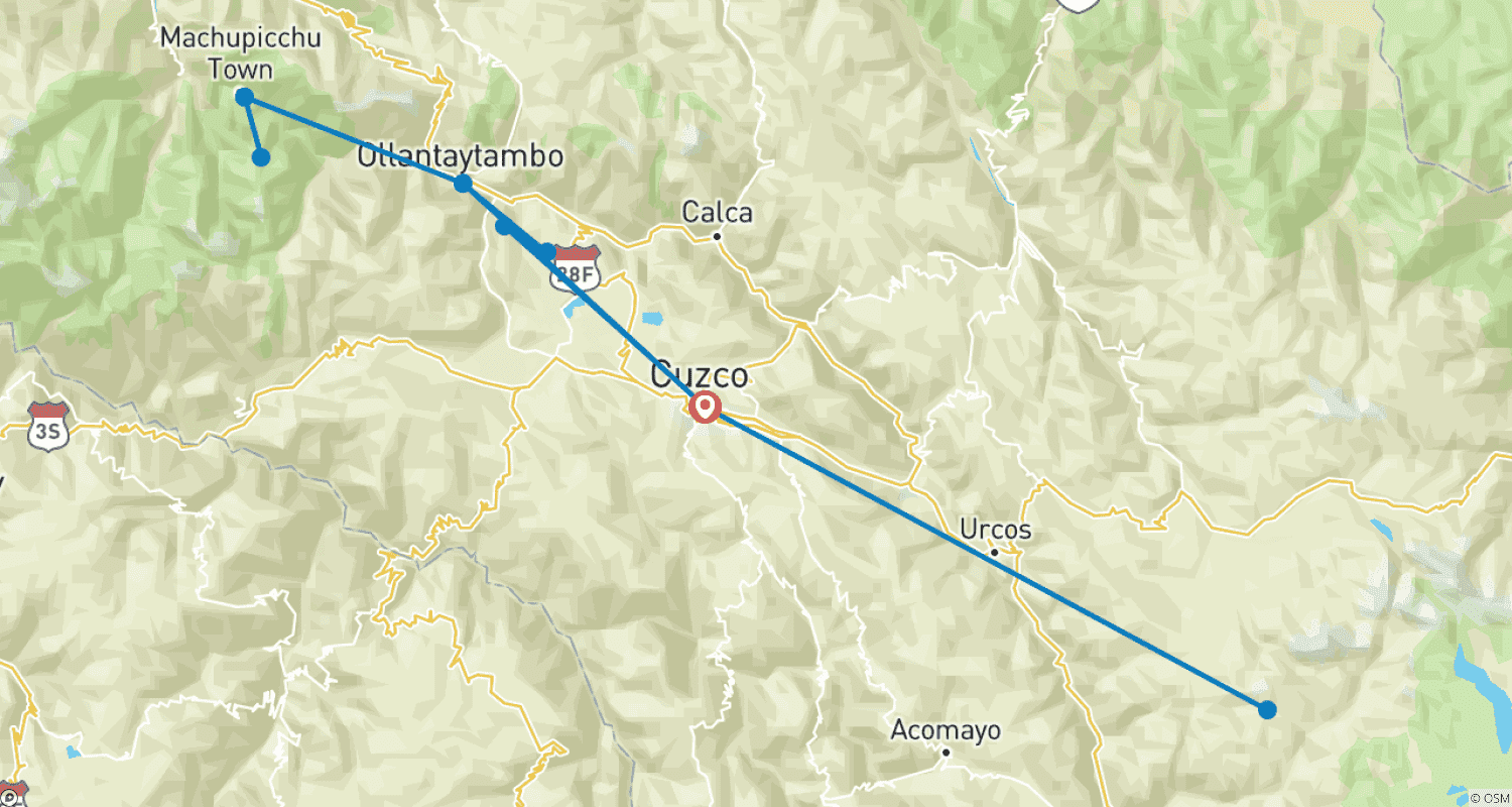 Mapa do percurso de CUSCO ADVENTURE EXPRESS - 5 Dias
