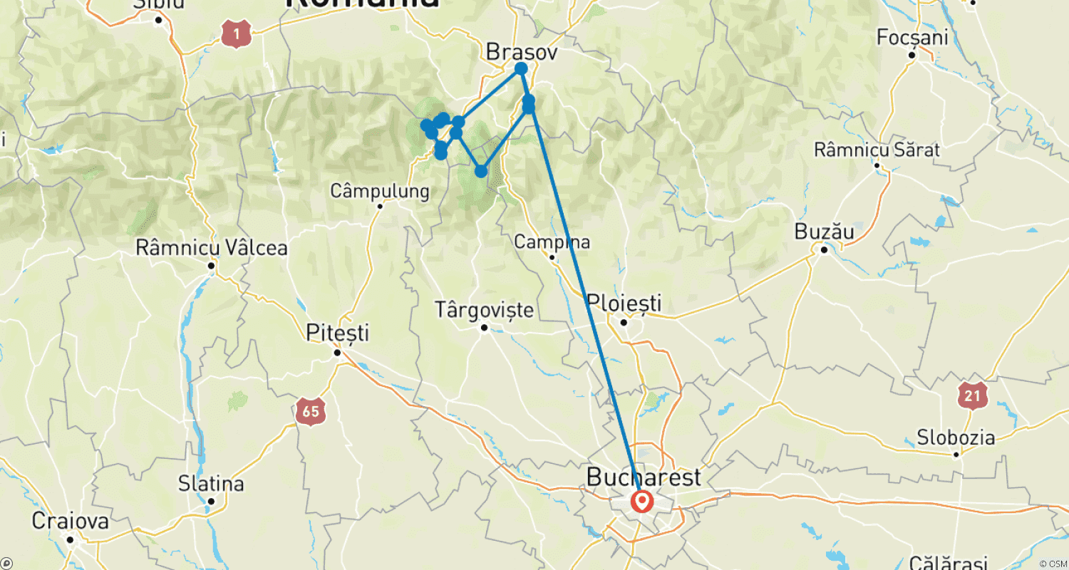 Mapa do percurso de Vida na Aldeia Transilvana nas Montanhas Cárpatos: Uma Experiência Eco-Certificada