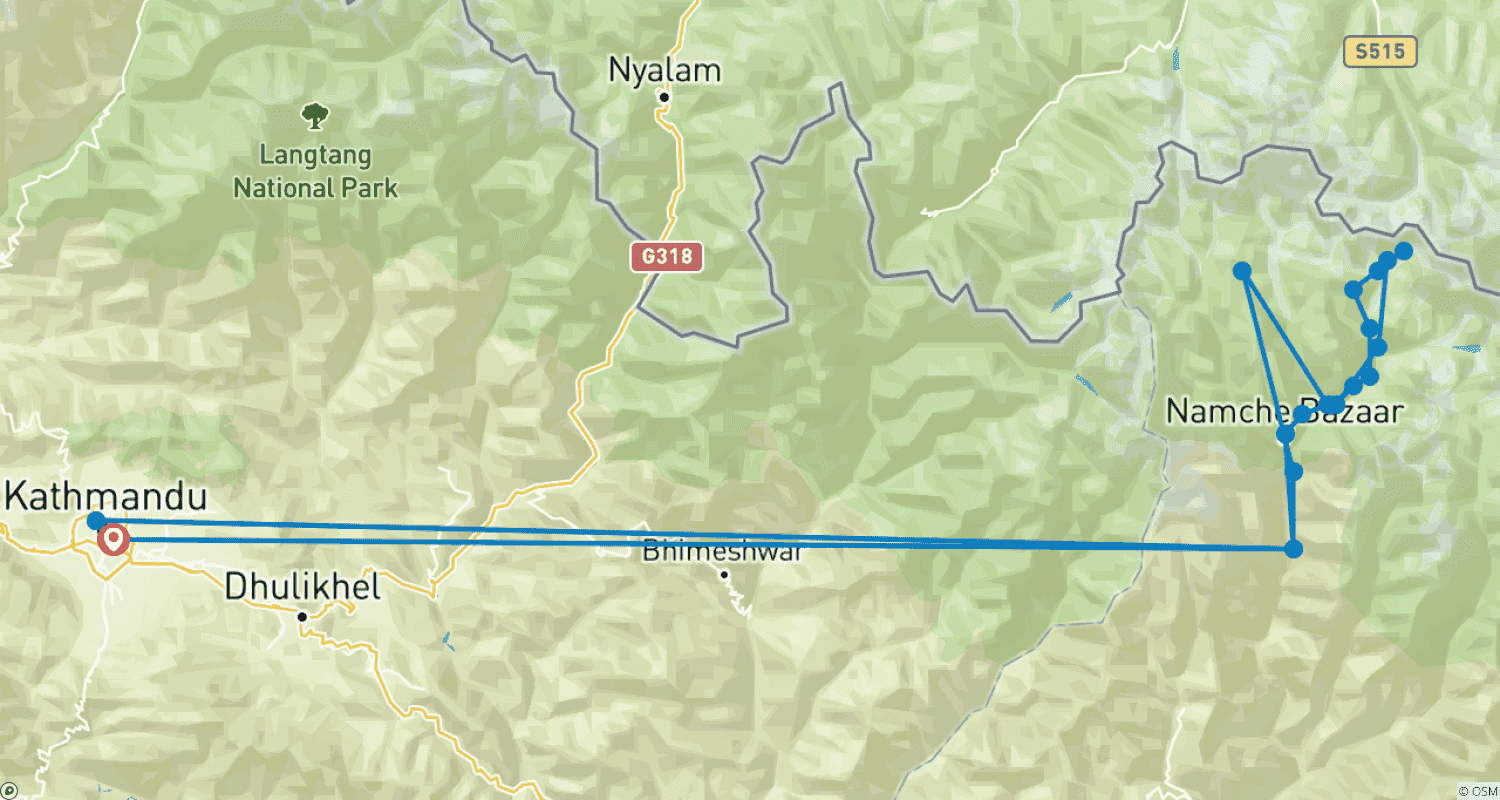 Mapa trasy: Everest Base Camp Group Tour