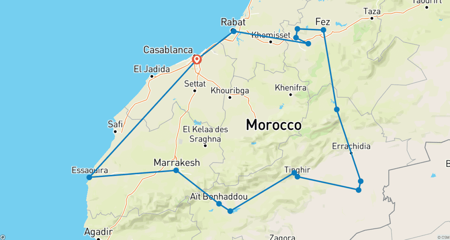 Mapa trasy: Classic Morocco