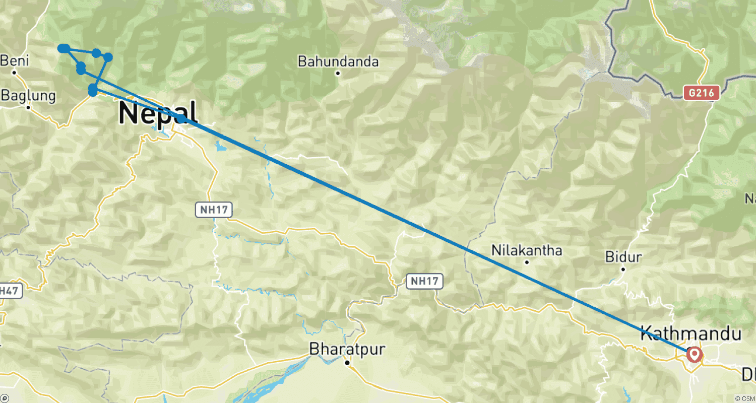 Mapa trasy: Trekking Ghorepani Poon Hill