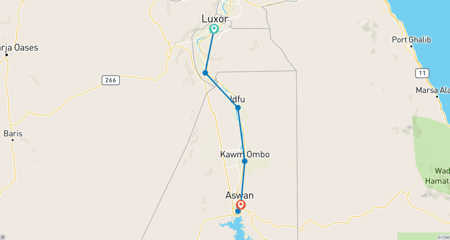 Mapa trasy: Rejs po Nilu The Oberoi Philae