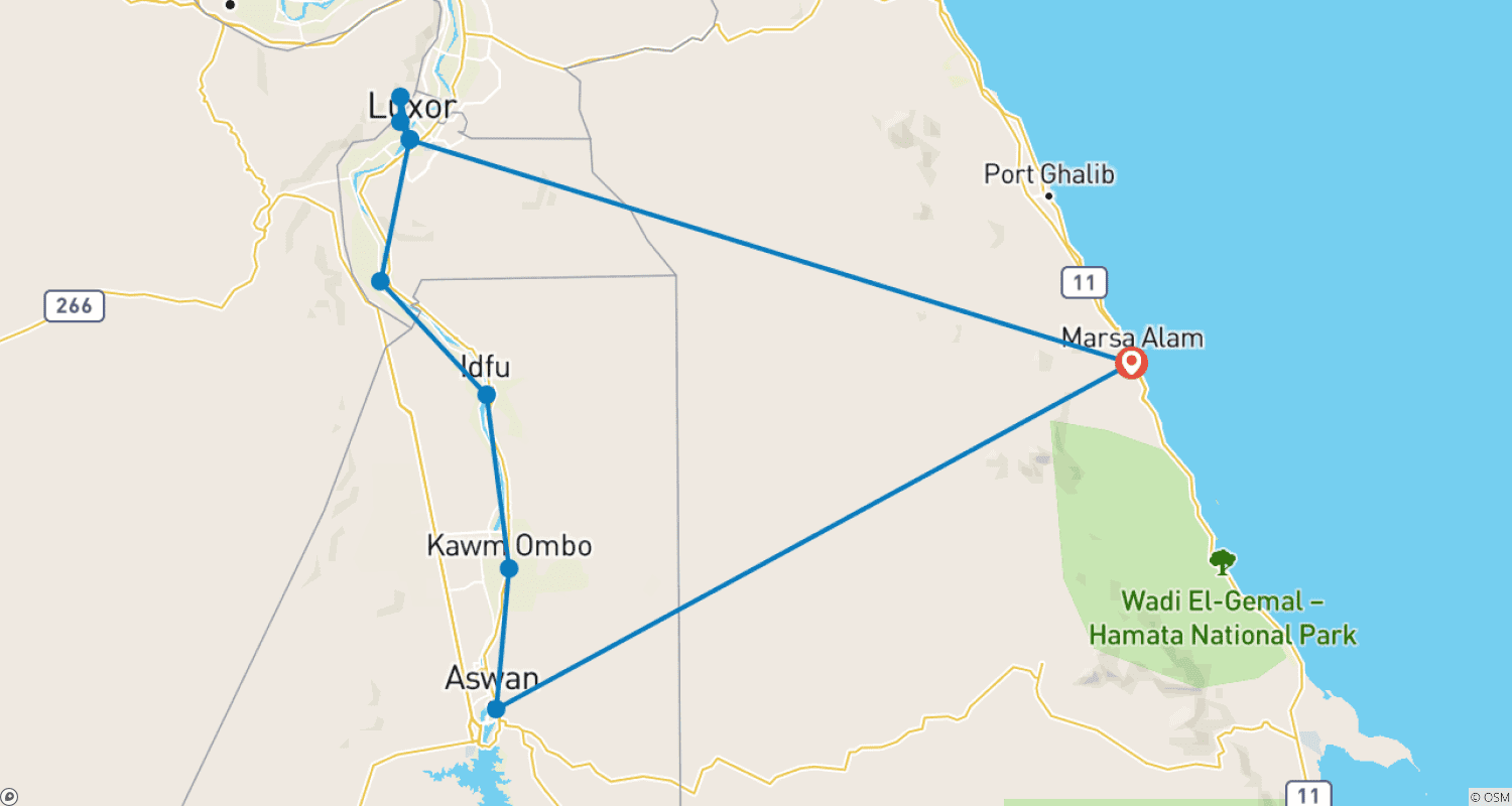 خريطة مسار From Marsa Alam: 4 Days 3 Nights Nile Cruise from Aswan to Luxor including Sight Seeings