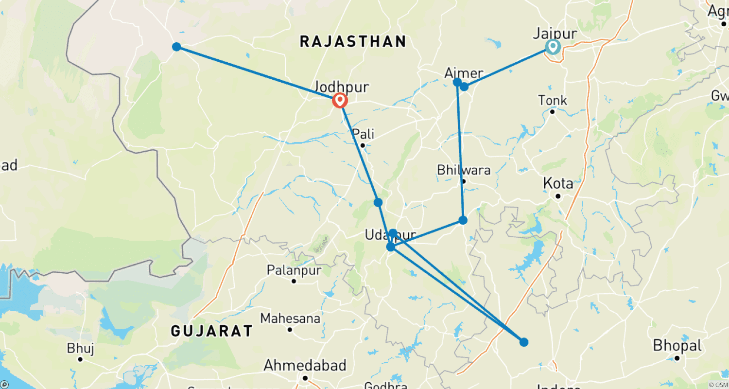 Mapa do percurso de O Melhor do Rajastão Real