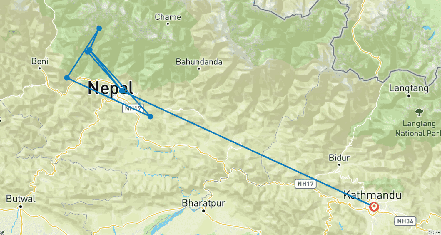 Mapa trasy: Krótki Trek do Bazy Annapurny