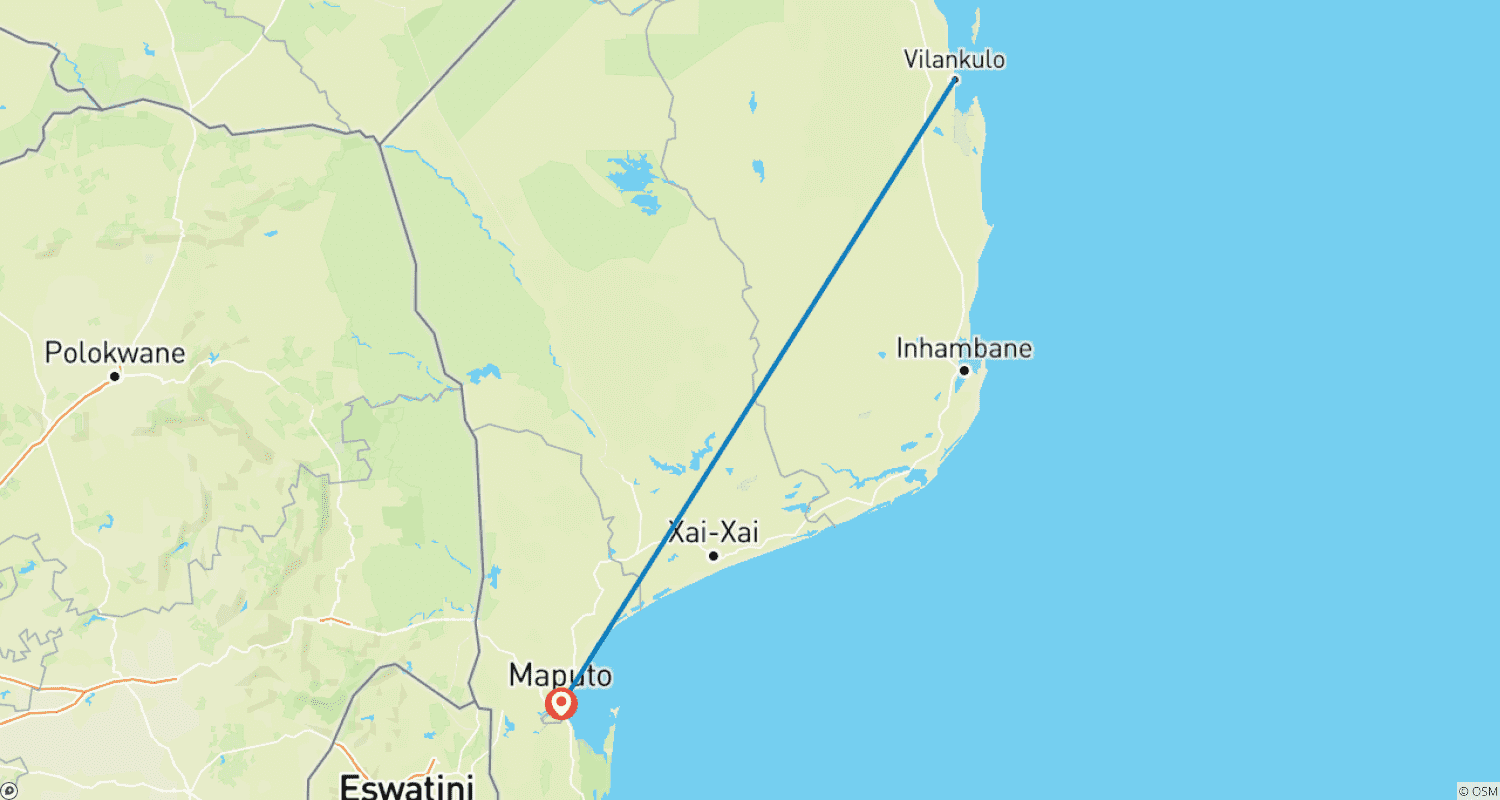Mapa trasy: Przygoda Odkrywcza w Mozambiku: 7 Dni / 6 Nocy