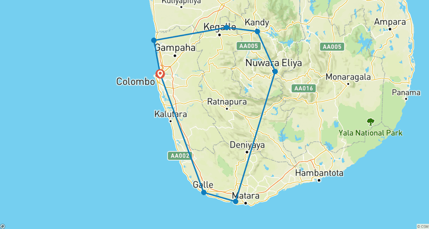 خريطة مسار 7 Days In Sri Lanka