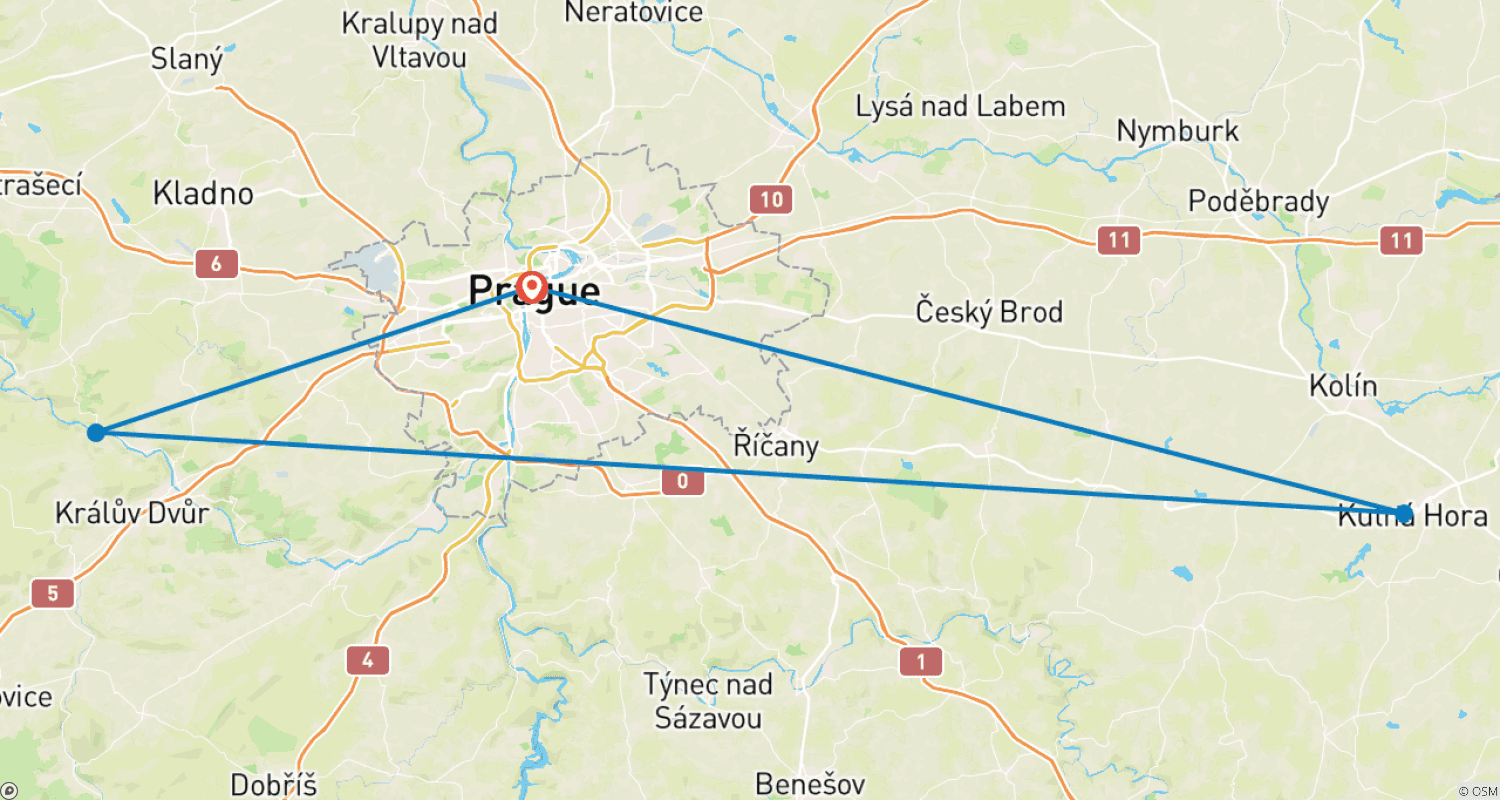 Mapa trasy: Odkryj Czechy w 1 Tydzień