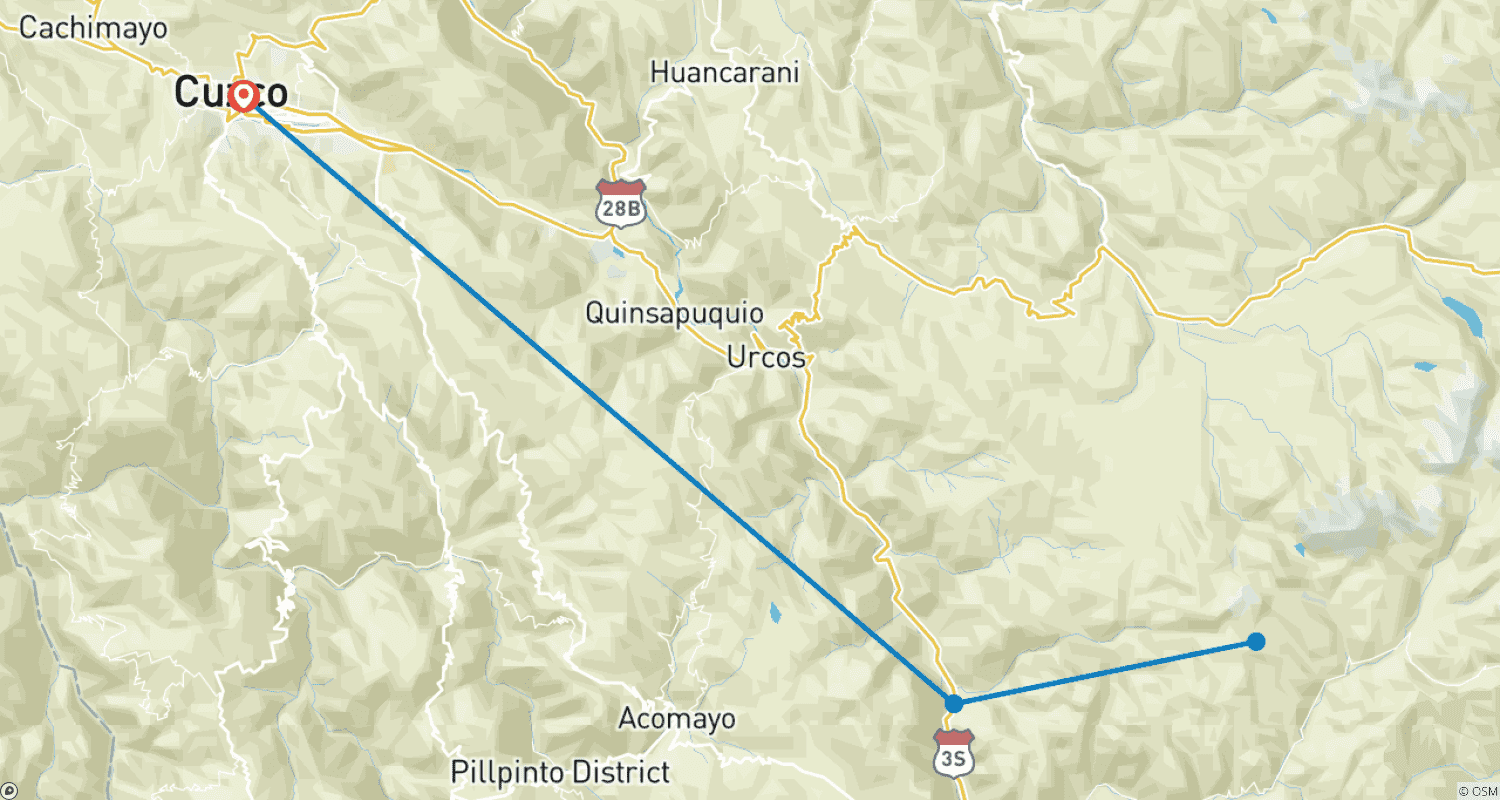 Mapa do percurso de Dia Inteiro Montanha Arco-Íris e Vale Vermelho – Serviço Privado
