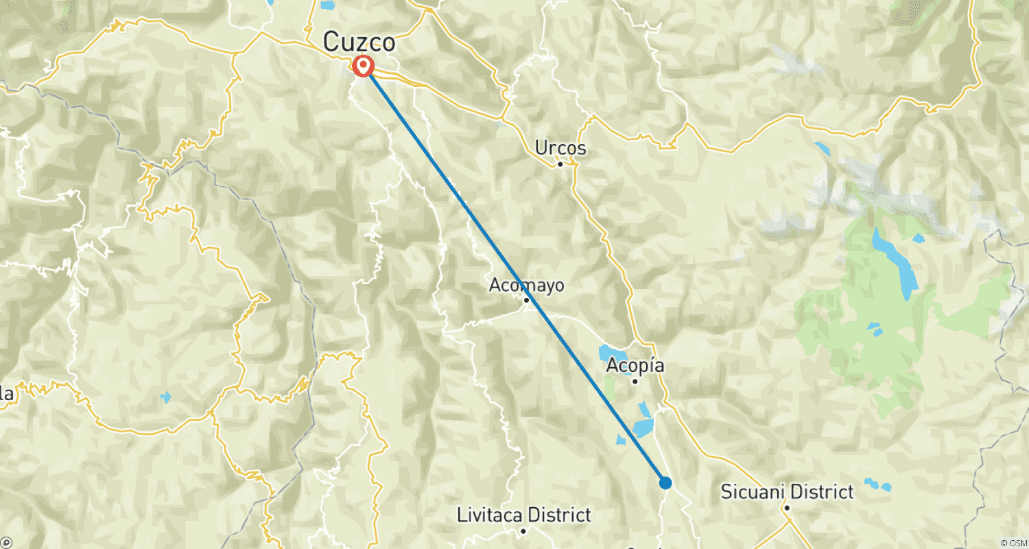 Mapa do percurso de Passeio à Ponte Inca de Qeswachaka - Serviço Privado