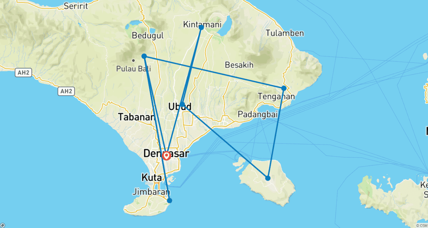 خريطة مسار Amazing Trip Bali 10 Days and Nusa Penida