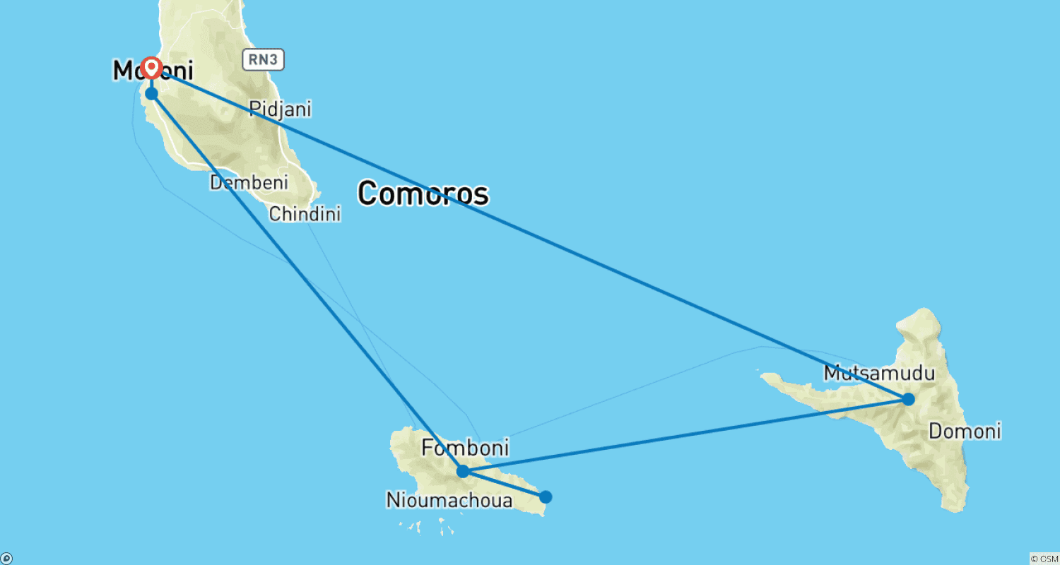 Mapa do percurso de Comoros All Inclusive Adventure 8D/ 7N ( Comfort)