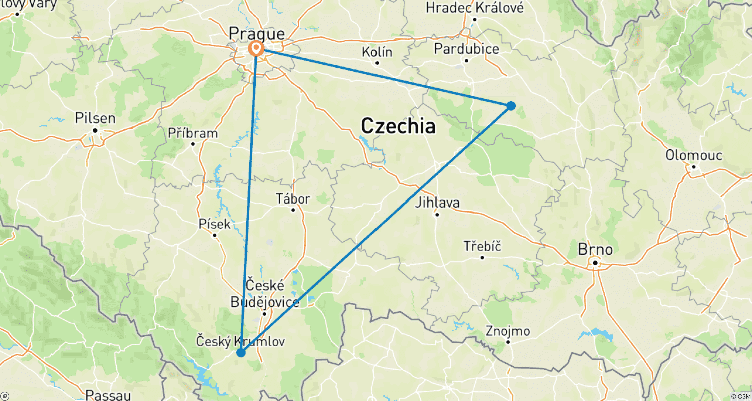 Mapa trasy: Romantyczny Miesiąc Miodowy 1 Tydzień w Pradze
