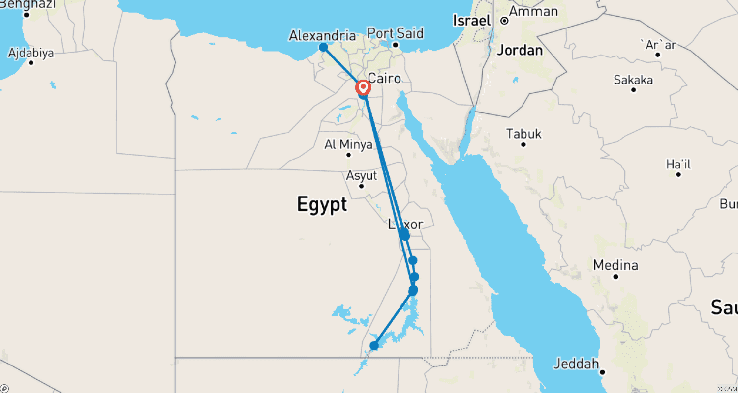 خريطة مسار أبرز معالم مصر (زيارة متحف GEM)