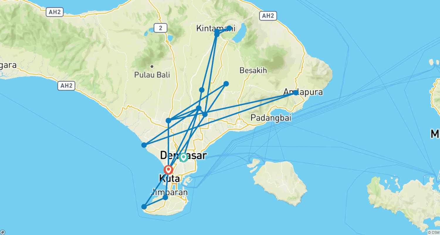 Mapa trasy: Simply Bali, Private Tour