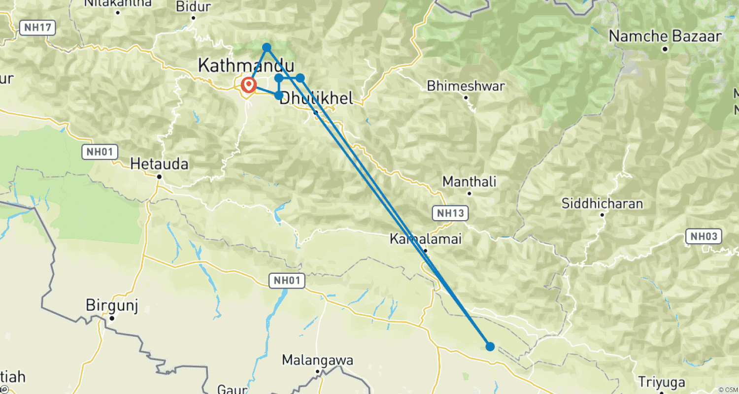 Mapa trasy: Trekking Chisapani Nagarkot