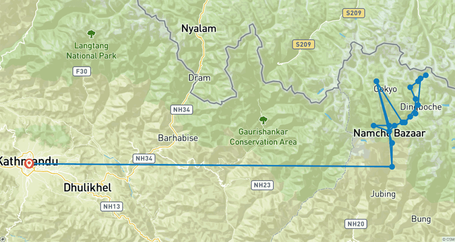 Mapa trasy: Everest Base Camp Group Tour