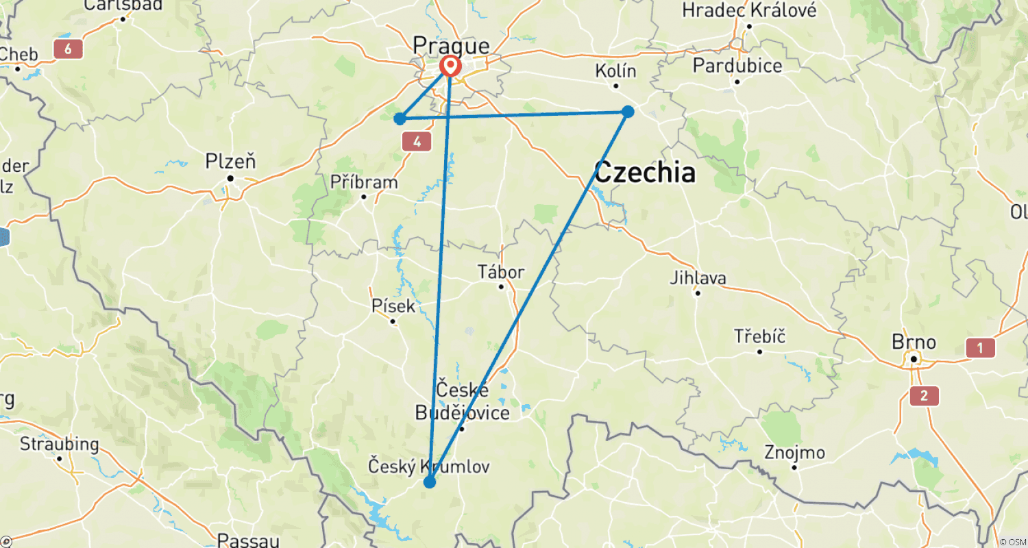 Mapa do percurso de 1 Semana o Melhor da Boêmia: Praga e passeios pelo Patrimônio UNESCO