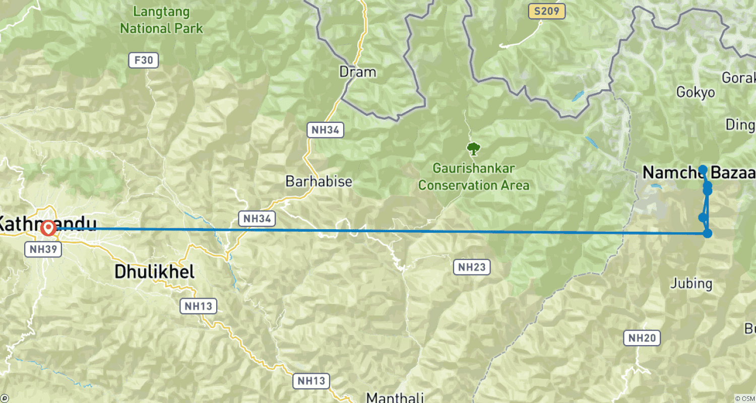 خريطة مسار Mini Everest Treks