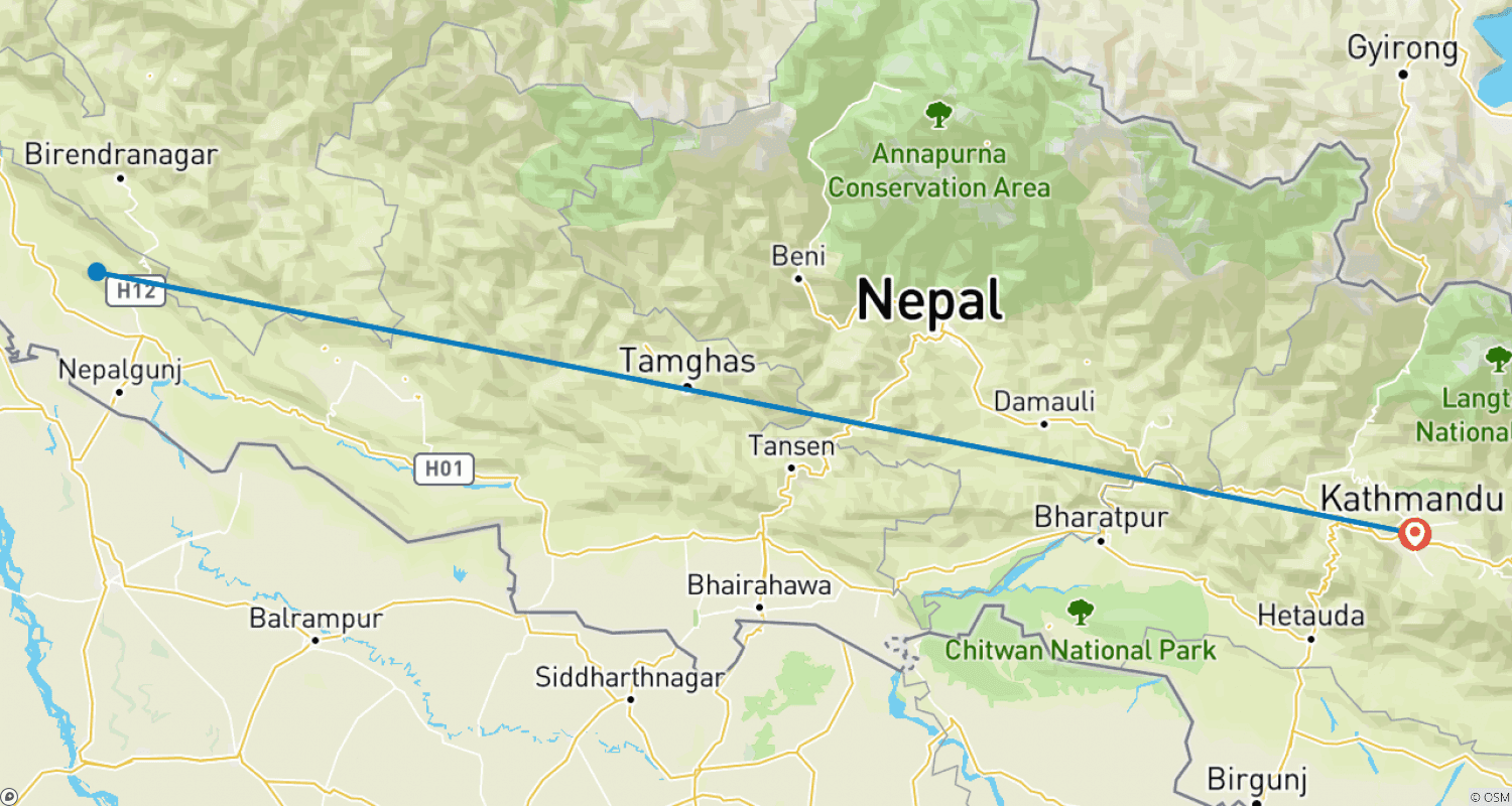 Mapa trasy: Safari w Bardiya