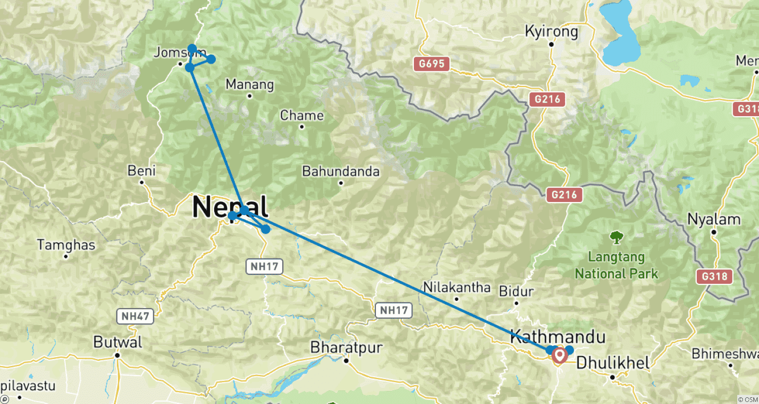 Mapa trasy: Muktinath Tour