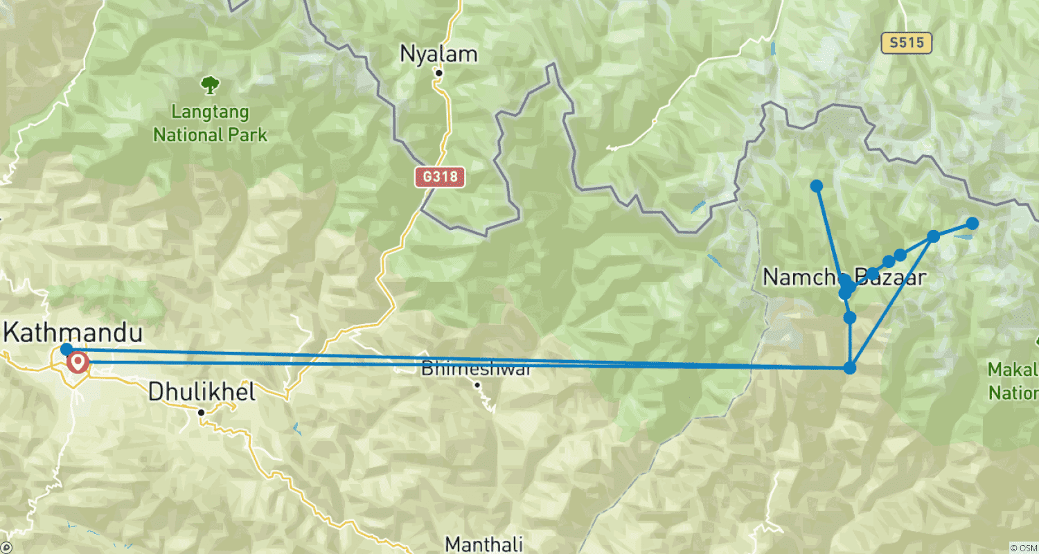Mapa trasy: Szczyt Island Peak i powrót helikopterem