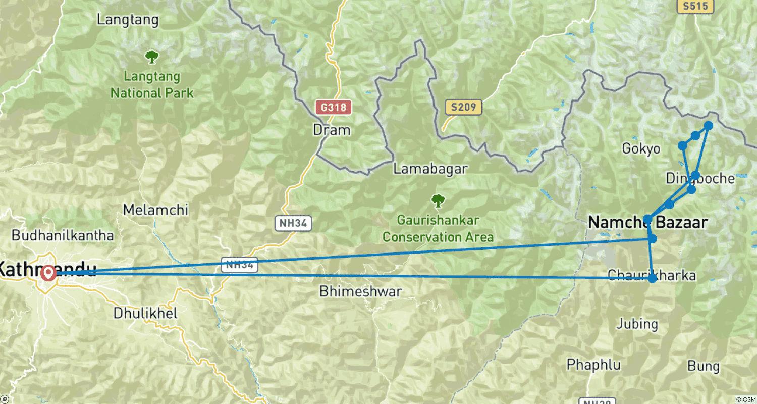 Mapa trasy: Small Group Everest Base Camp Trek